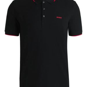 Camisa Polo Slim Fit Em Algodão Stretch Com Logo Bordado