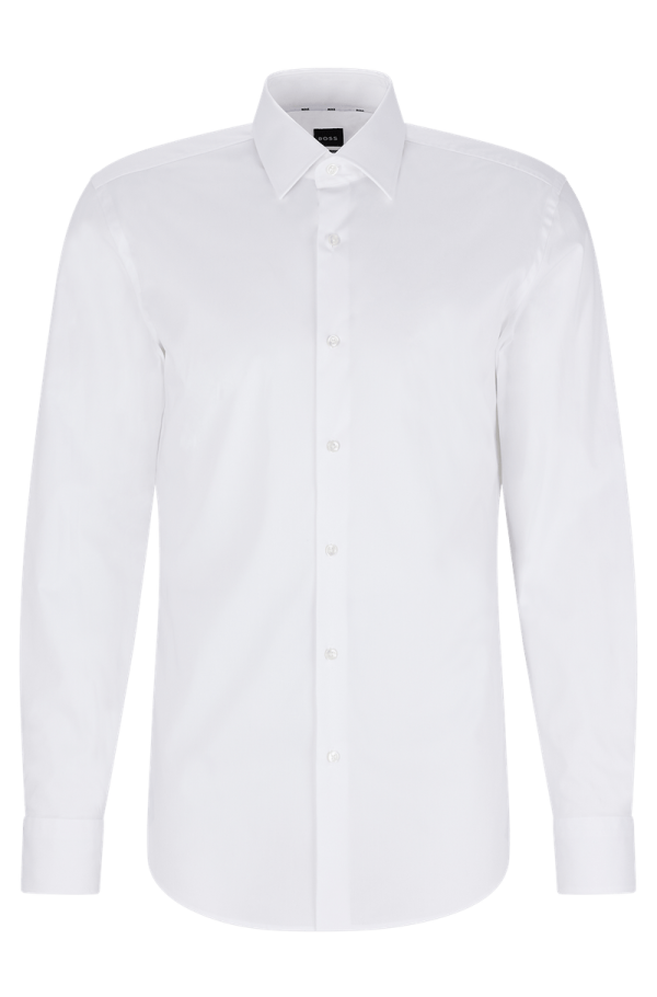 Camisa De Ajuste Slim Em Popelina De Algodão Elástico - Imagem 8