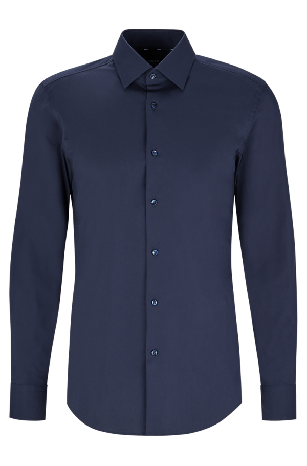 Camisa De Ajuste Slim Em Popelina De Algodão Elástico - Imagem 7