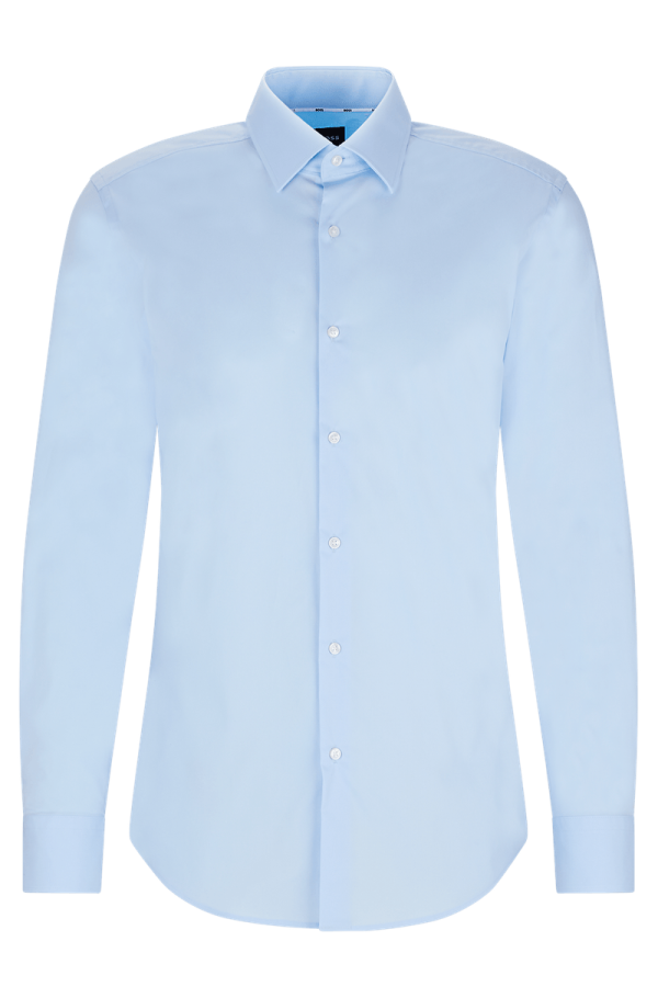 Camisa De Ajuste Slim Em Popelina De Algodão Elástico - Imagem 3