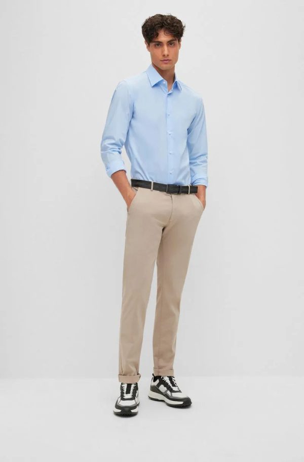 Camisa De Ajuste Slim Em Popelina De Algodão Elástico - Imagem 2