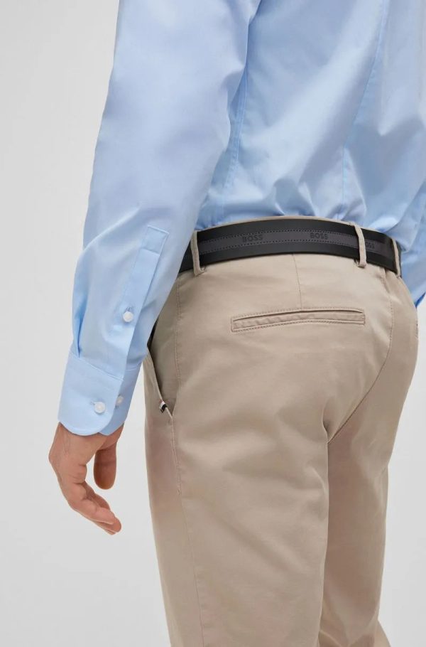 Camisa De Ajuste Slim Em Popelina De Algodão Elástico - Imagem 5