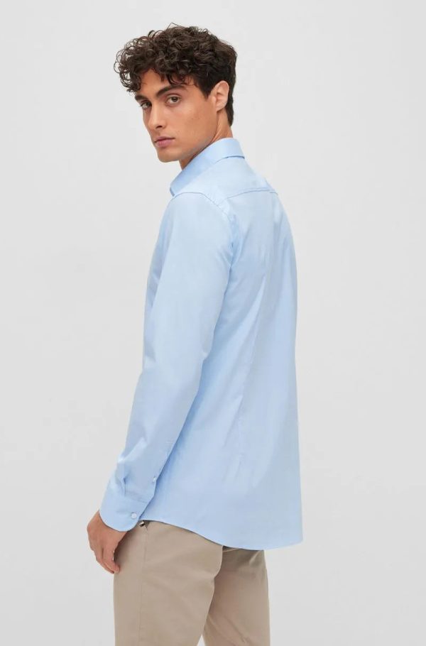 Camisa De Ajuste Slim Em Popelina De Algodão Elástico - Imagem 6