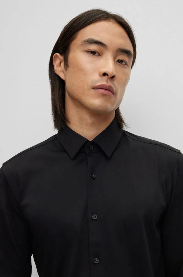 Camisa De Ajuste Slim Em Jérsei De Algodão Elástico De Alto Desempenho - Imagem 4