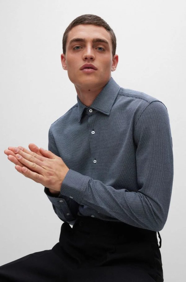 Camisa Slim Em Algodão Com Micro Padrão - Imagem 4