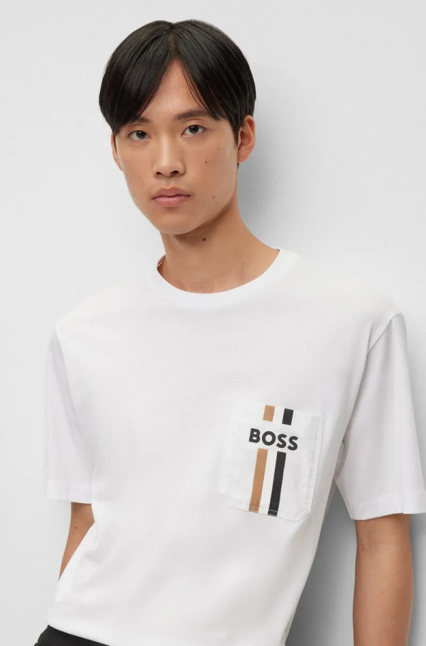 Camiseta Branca Em Jersey De Algodão Com Faixa De Assinatura E Logo - Imagem 4