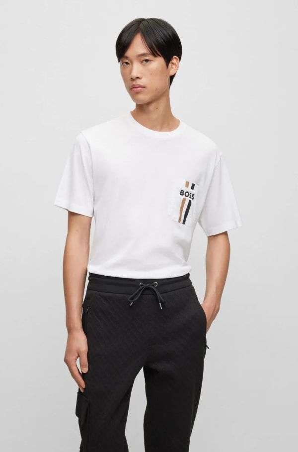 Camiseta Branca Em Jersey De Algodão Com Faixa De Assinatura E Logo - Imagem 5