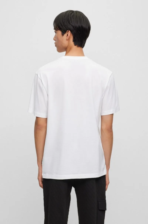 Camiseta Branca Em Jersey De Algodão Com Faixa De Assinatura E Logo - Imagem 2