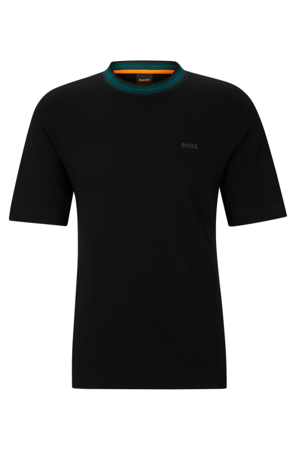 Camiseta Preta Relaxed Fit Em Algodão Com Logo HD