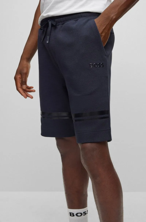 Shorts De Algodão De Caimento Descontraído Com Riscas Espelhadas - Imagem 2