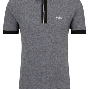 Polo Cinza Em Piqué De Algodão Com Logo Bordado