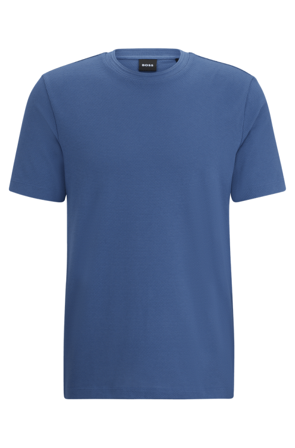Camiseta De Mistura De Algodão Com Estrutura Jacquard Em Relevo