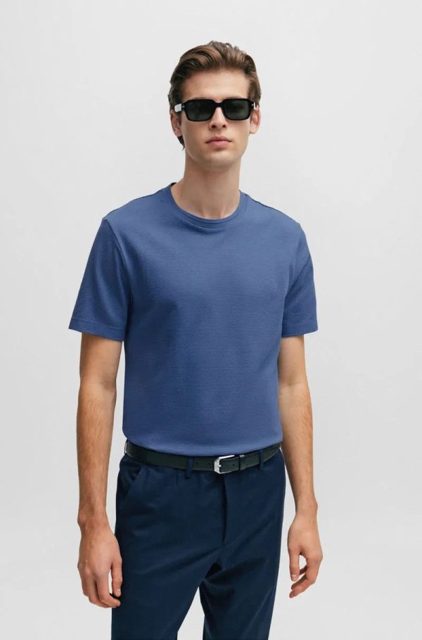 Camiseta De Mistura De Algodão Com Estrutura Jacquard Em Relevo - Imagem 4