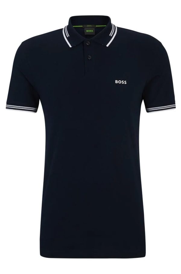 Polo Slim Em Algodão Elástico Com Marca