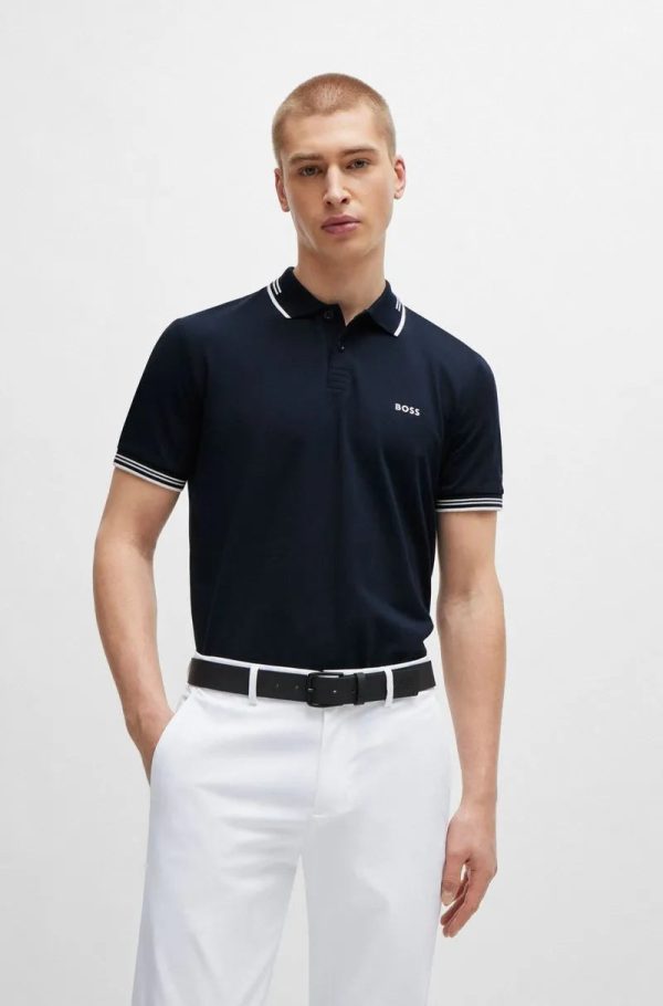 Polo Slim Em Algodão Elástico Com Marca - Imagem 4