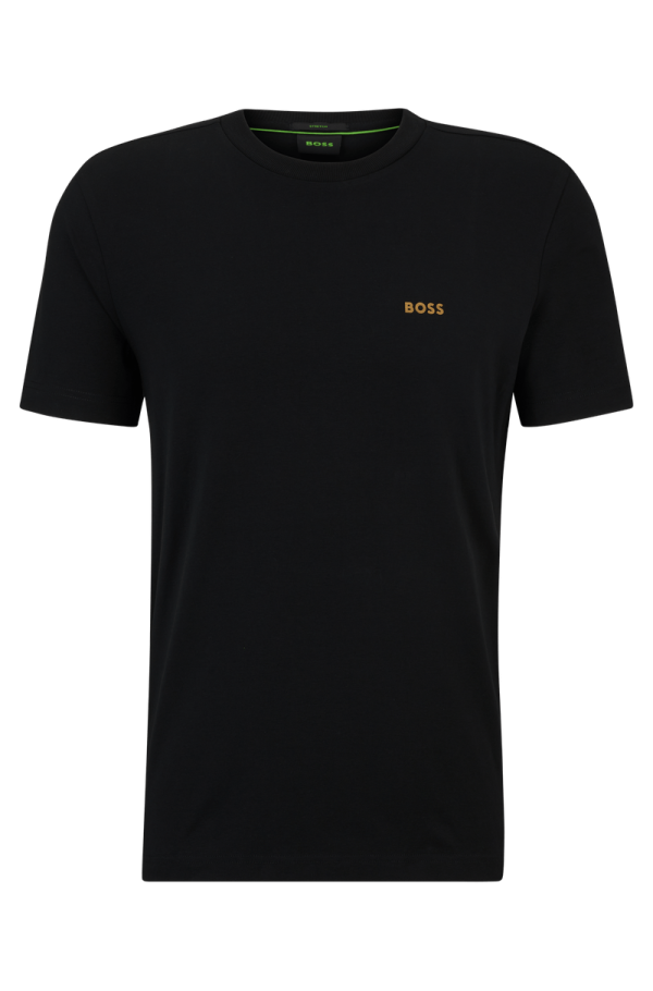 Camiseta Regular De Algodão Com Logo Contrastante