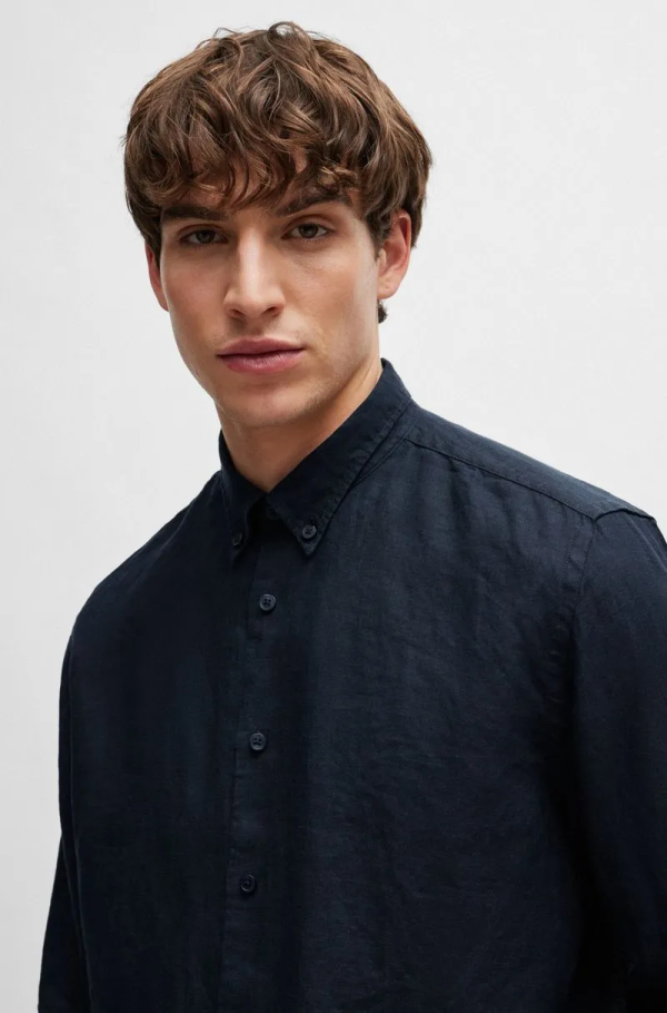 Camisa De Linho Regular Com Colarinho - Imagem 5
