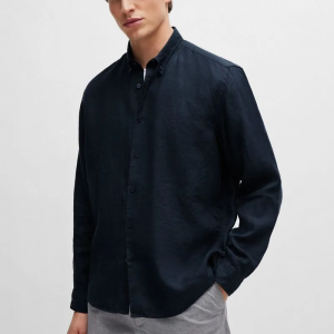 Camisa De Linho Regular Com Colarinho