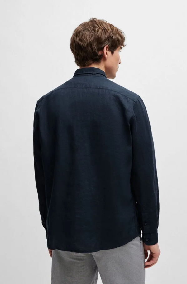 Camisa De Linho Regular Com Colarinho - Imagem 4