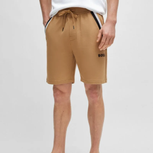 Shorts Em Terry De Algodão Com Fita De Assinatura