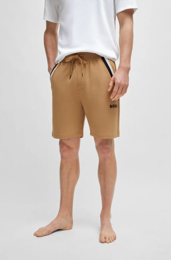 Shorts Em Terry De Algodão Com Fita De Assinatura