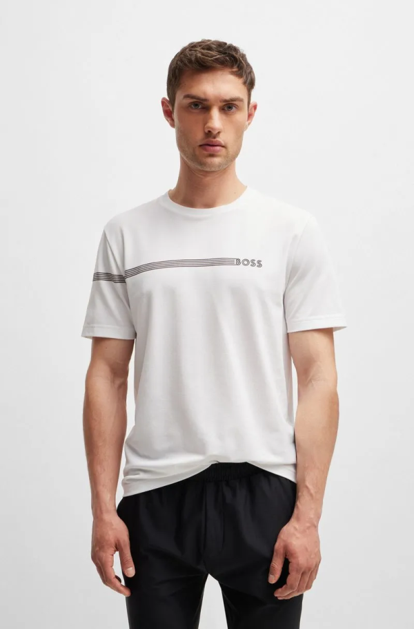 Camiseta De Algodão Misto Com Listras E Logo - Imagem 4