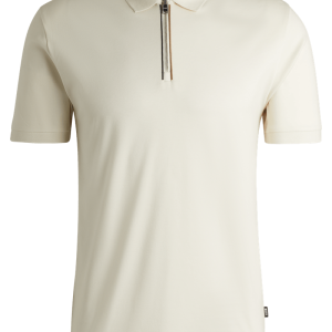 Polo Slim-Fit Em Algodão Mercerizado Com Fecho De Zíper