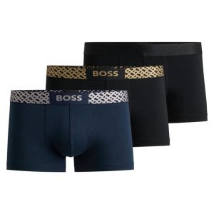 Pack De Três Boxers De Algodão Elástico Com Monograma