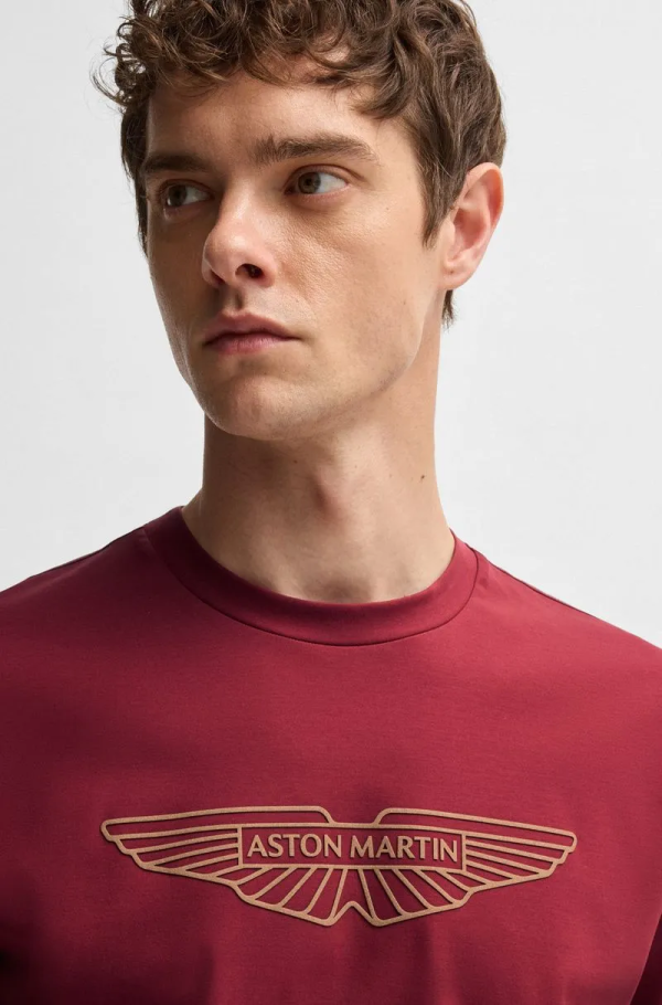 Camiseta BOSS X Aston Martin Em Algodão Elástico Com Logo - Imagem 3
