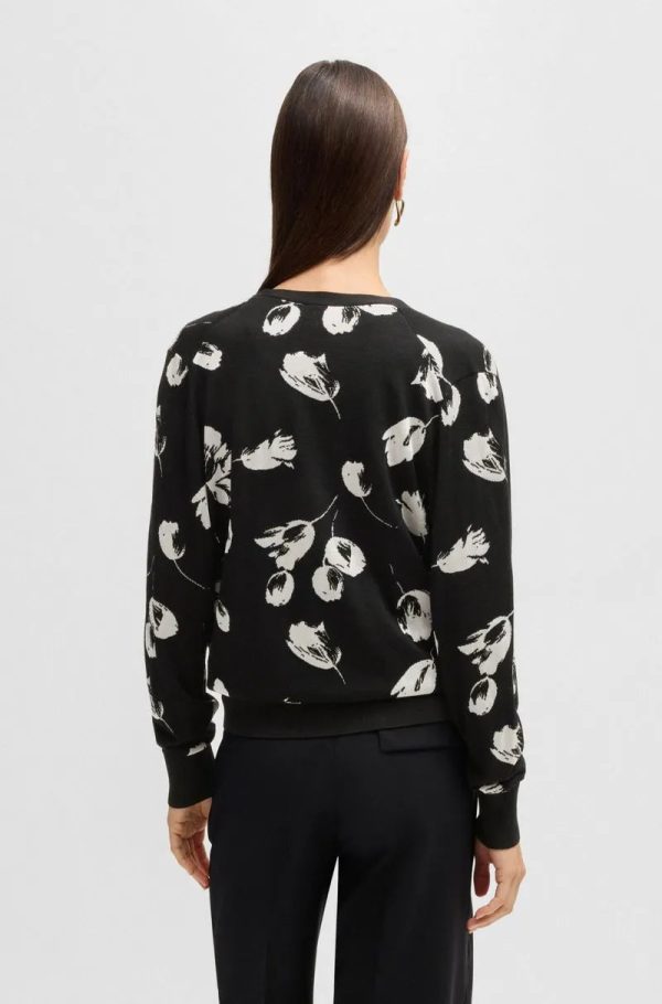 Cardigan Em Lã Merino Com Jacquard De Tulipa - Imagem 5