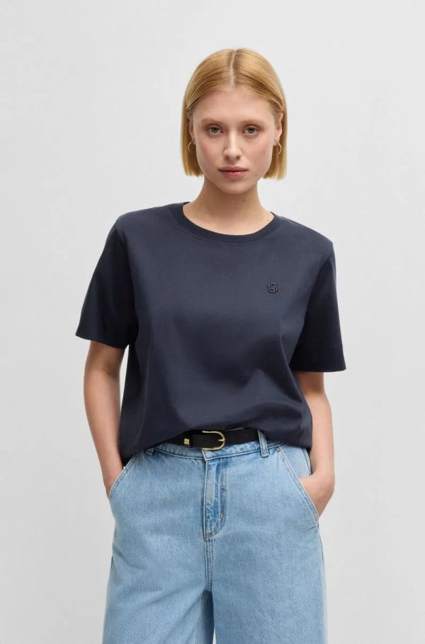 Camiseta De Algodão Mercerizado Com Monograma Double B
