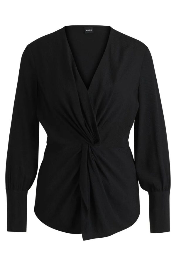 Blusa Regular De Seda Com Torção Frontal - Imagem 3