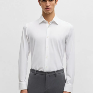 Camisa Slim Em Jersey Elástico Estruturado De Alto Desempenho