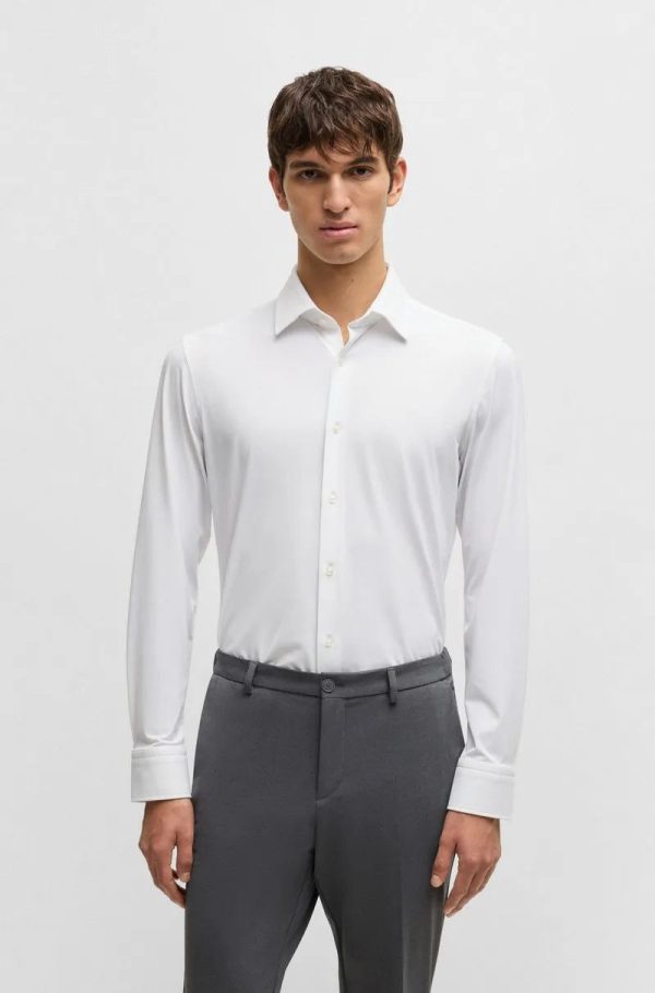 Camisa Slim Em Jersey Elástico Estruturado De Alto Desempenho