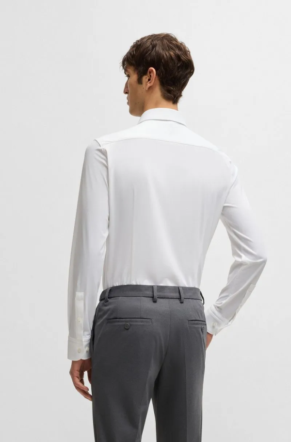 Camisa Slim Em Jersey Elástico Estruturado De Alto Desempenho - Imagem 5