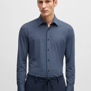 Camisa Slim-Fit Em Material De Desempenho