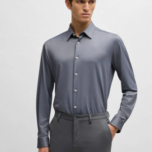 Camisa Slim De Tecido Elástico De Alto Desempenho