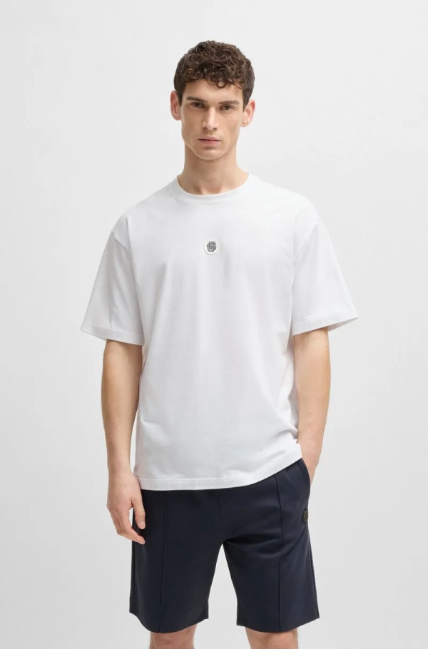 Camiseta De Algodão Elástico Com Monograma Double B