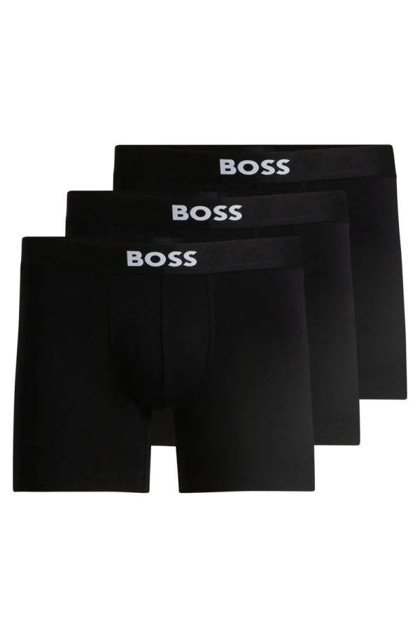 Pack De Três Slips Cuecas De Algodão Elástico Com Logo