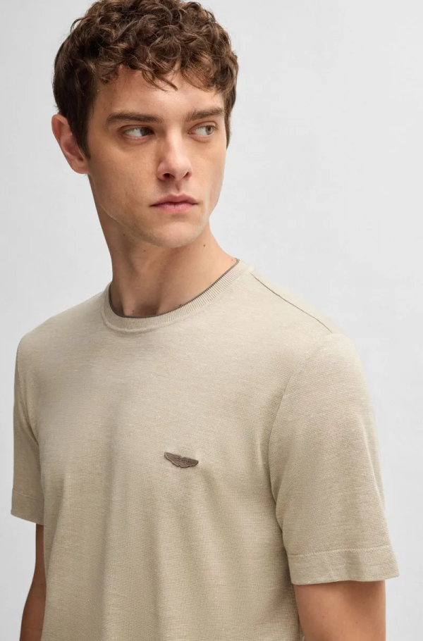 Camiseta Boss X Aston Martin Em Algodão, Linho E Seda - Imagem 3
