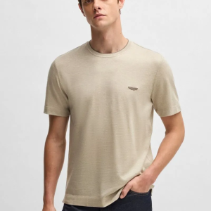 Camiseta Boss X Aston Martin Em Algodão, Linho E Seda