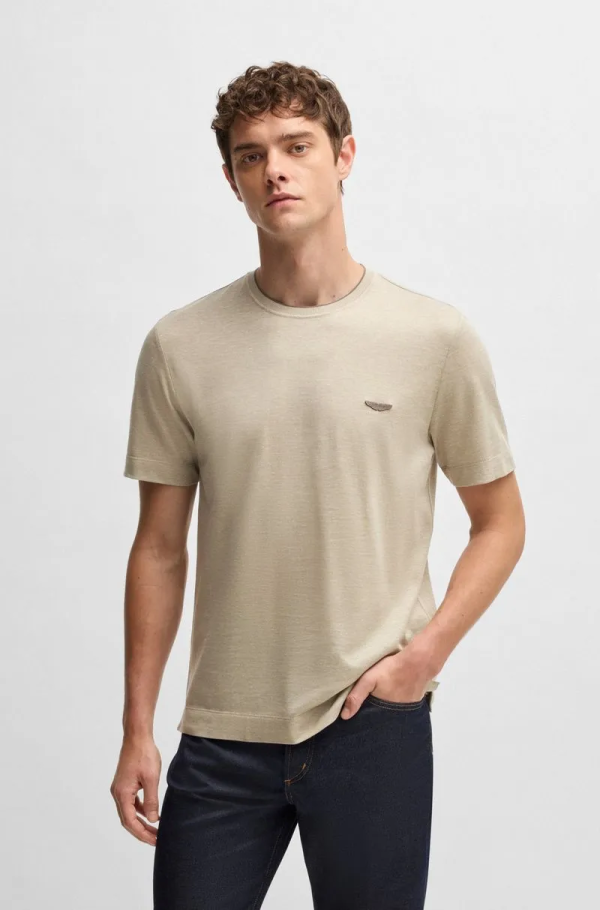 Camiseta Boss X Aston Martin Em Algodão, Linho E Seda