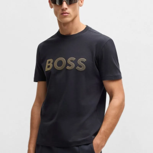 Camiseta Em Algodão Elástico Com Logo Grande