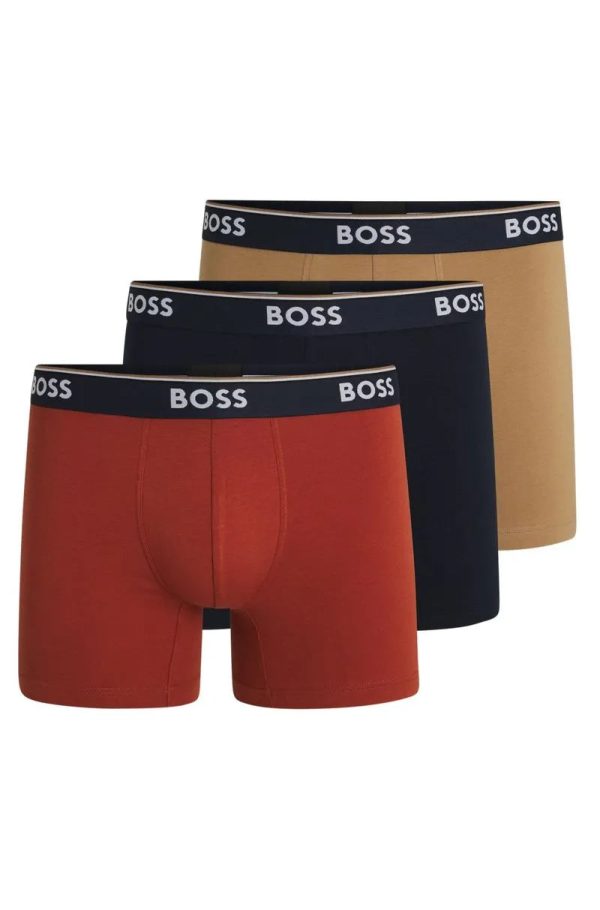 Pack De Três Cuecas Compridos Em Algodão Elástico Com Logo
