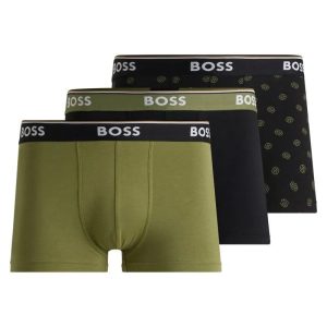 Pack De Três Boxers De Cintura Com Logo Em Algodão Elástico