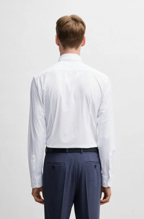 Camisa Slim Em Tecido Elástico Com Estampado Geométrico - Imagem 5