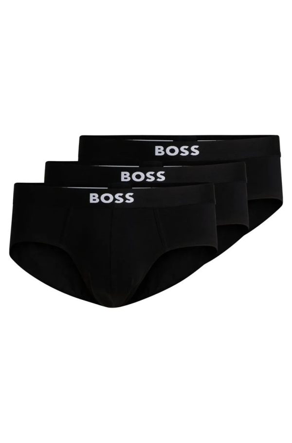Pack Com Três Cuecas De Algodão Stretch Com Cós De Logo