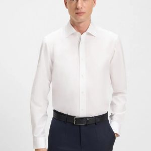 Camisa De Ajuste Slim BECKHAM X BOSS Em Popelina De Algodão